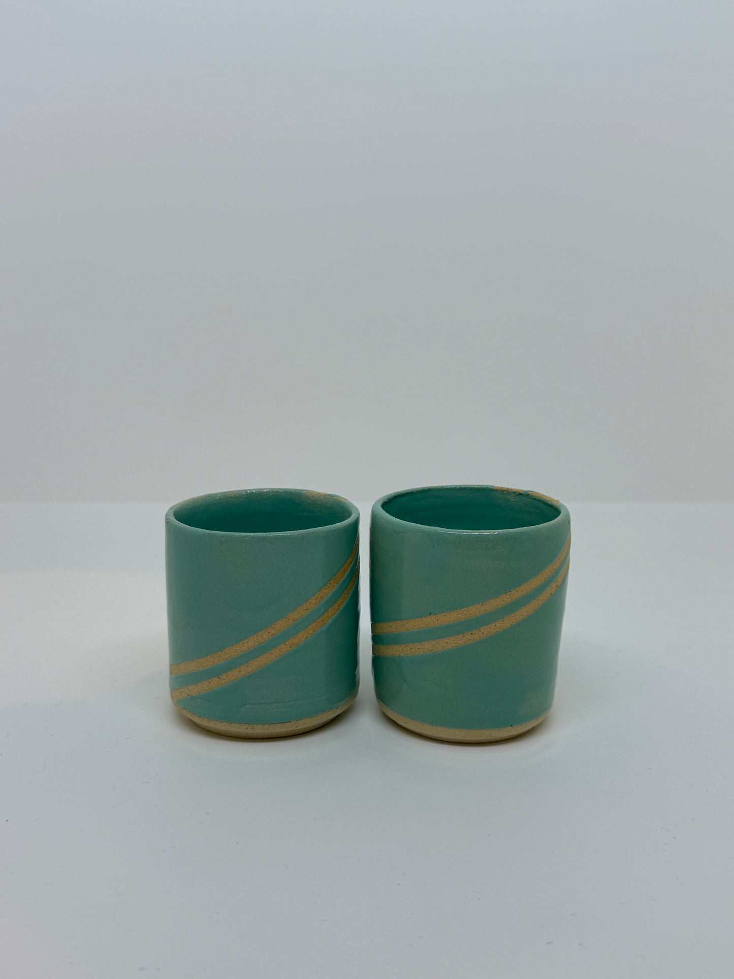 Teal Funky Line Espresso Cups (Set of 2)
