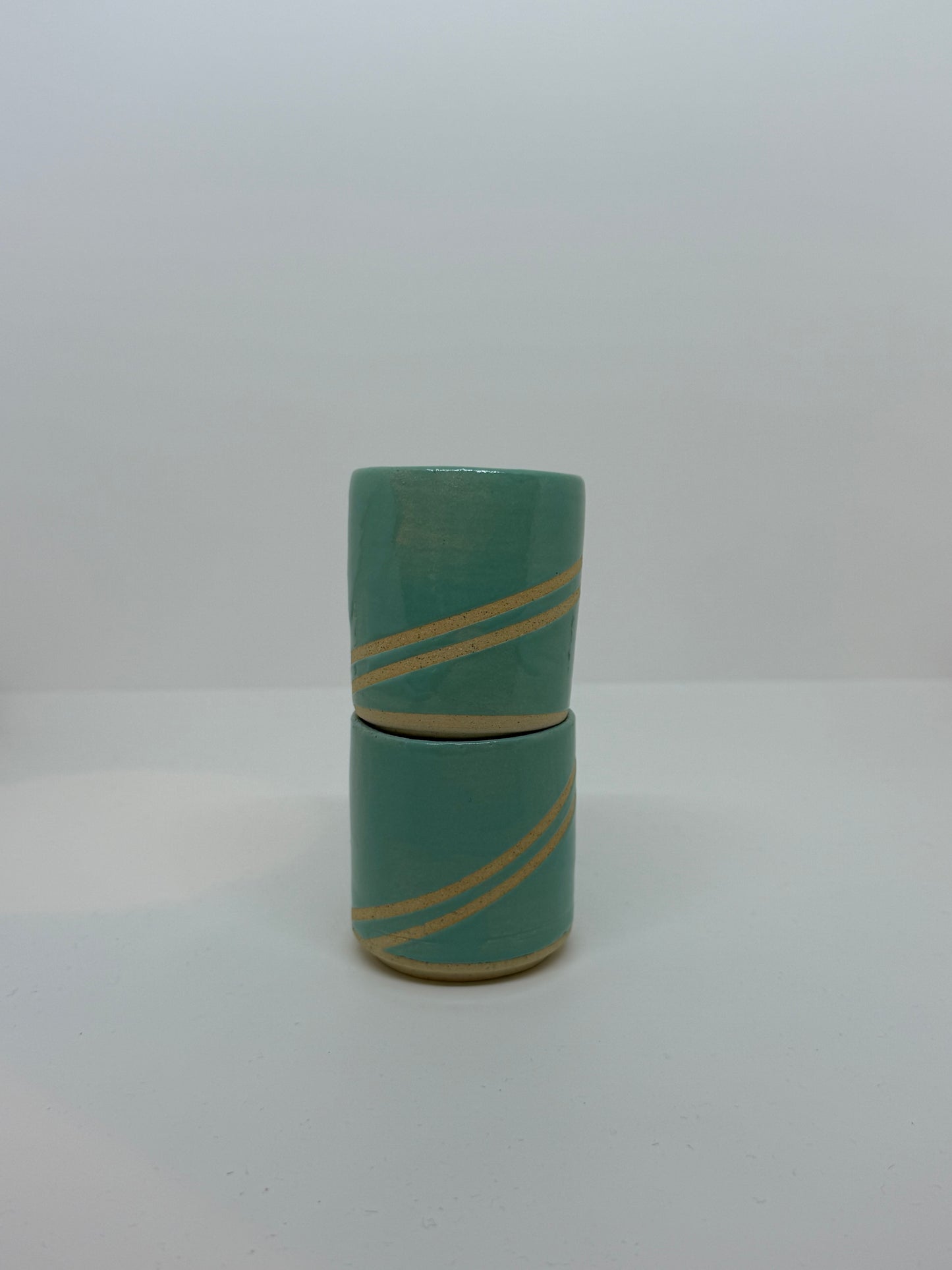 Teal Funky Line Espresso Cups (Set of 2)