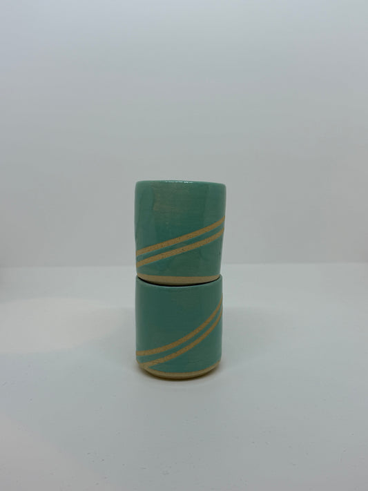 Teal Funky Line Espresso Cups (Set of 2)